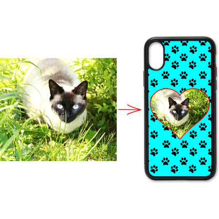 Coque Love Chat Photo PERSONNALISÉE - Bleu ciel