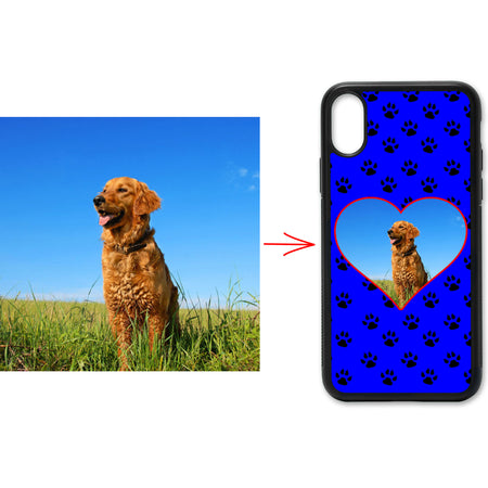 Coque Love Chien Photo PERSONNALISÉE - Bleu